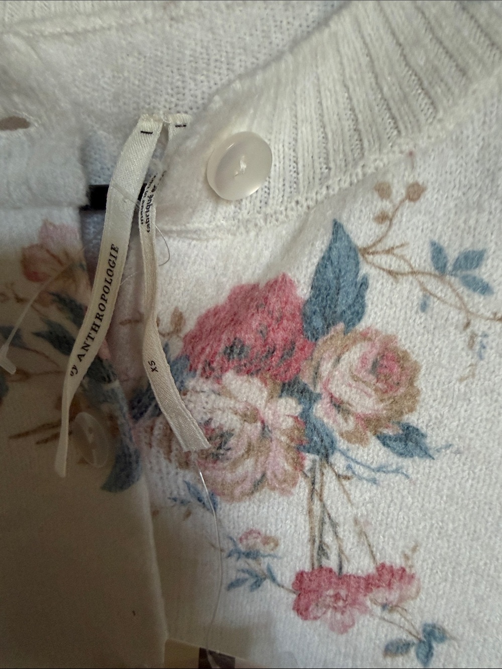 By Anthropologie Crew-Neck Floral Cardigan Sweater new - Picture 6 of 7